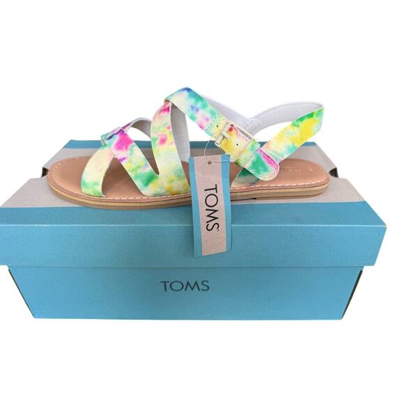 Toms SICILY Multi Color Tie Dye, size Women's 8.5; Embossed Leather sandals - Picture 1 of 14